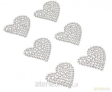 Dżety samoprzylepne serca srebrne 6szt