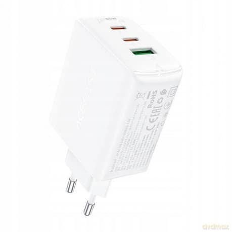 Acefast szybka ładowarka sieciowa GaN (2x USB-C / USB-A) PPS / PD / QC4+ 65W biała (A41)