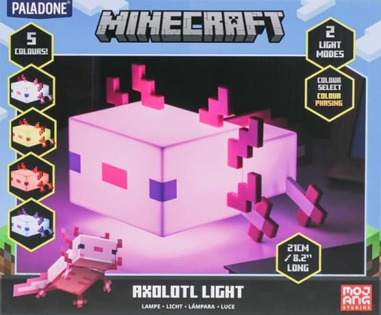 Minecraft Axolotl multicolor light (high: 13 cm) / lampka wielokolorowa Minecraft Axolotl (wysokość: 13 cm)