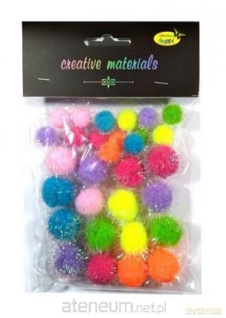 Pompony glitter wiosenne 15-25mm 30szt