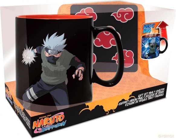 NARUTO SHIPPUDEN - Zestaw kubek zmieniający kolor + podkładka Akatsuki