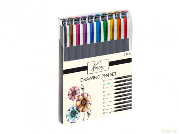 Nassau - Drawing pen set, fineliners, coloured, 10pcs (K-AR0826/GE)