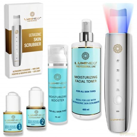 Peeling kawitacyjny 5w1 LUMINEO mega zestaw nawilżający