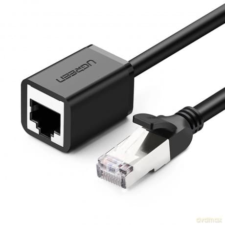 Ugreen przedłużacz kabel sieciowy internetowy Ethernet patchcord RJ45 F/UTP Cat. 6 1000Mb/s 1m czarny (NW112)