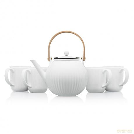 Bodum - DOURO Teapot 1.5l, 4 porcelain mugs