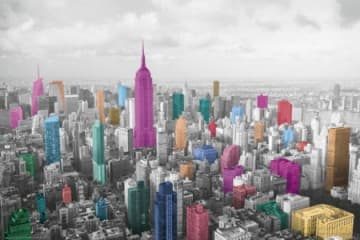 New York Manhattan - Coloured Skyline