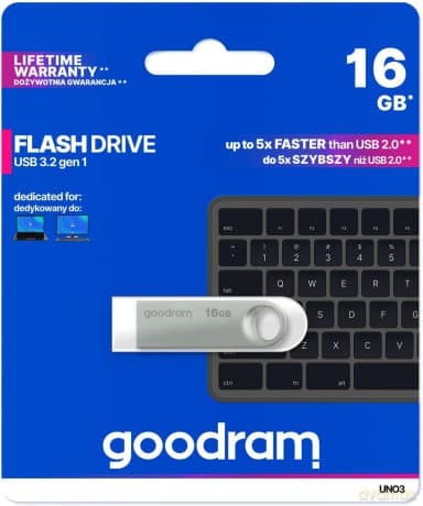 Goodram pendrive 16GB UNO3 USB 3.2 Gen 1 srebrny