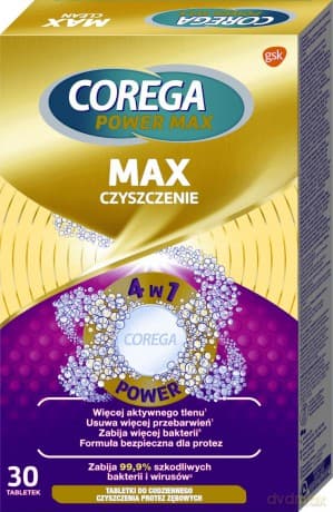 COREGA Power Max Tabletki do codziennego czyszczenia protez zębowych Max Czyszczenie 4w1 1op.-30szt
