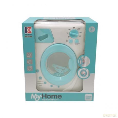 Pralka turkusowa z wieszakami na baterie