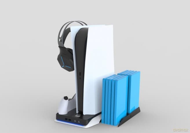 iMP Tech DLX+ wielofunkcyjna wieża ładująca LED do PS5 biała