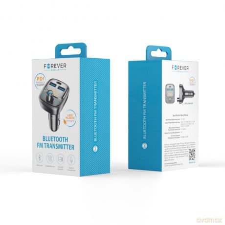 Forever transmiter FM Bluetooth 2 x USB-A 1 x USB-C PD 30W TR-370 czarny