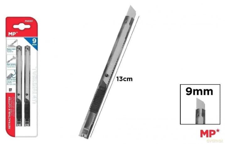 Nóż do papieru wysuwany czarny 9mm 2szt