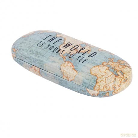 Brillenkoker RETRO vintage world map