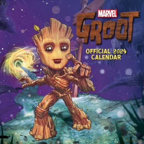 Marvel Groot 2024 Calendar, Month To View Square Wall Calendar, Official Product - Danilo Promotions Ltd