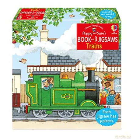 Poppy and Sam's Book and 3 Jigsaws: Trains (Farmyard Tales Poppy and Sam) - Heather Amery