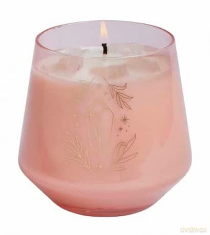 Rose Quartz Crystal Healing Scented Glass Candle (IE Gift / Stationery) - Insight Editions