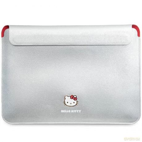 Pokrowiec Hello Kitty PU Metal Logo na laptopa 14" - srebrny
