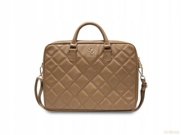 Torba Guess Quilted 4G na laptopa 16" - brązowa