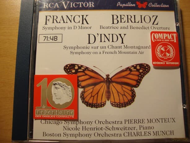 Chicago Symphony Orchestra & Monteux & Henriot-Schweitzer & Bso: Symphony In D Minor Works By D'Indy Beatrice And Benedict Overture