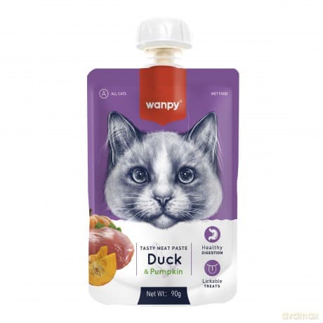 WANPY Cats Kremowa Pasta dla kotów - Duck&Pumpkin (kaczka z dynią) 90 g