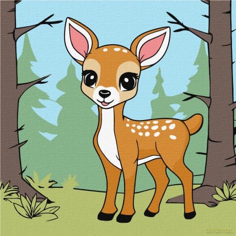 Malowanie po numerach- Magiczny jeleń Kids 25x25 cm