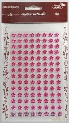 Stiker z kryształkami Kwiaty j.różowe 8mm 112szt