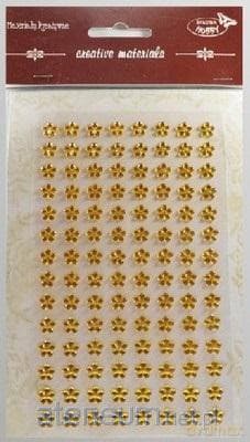 Stiker z kryształkami Kwiaty złociste 8mm 112szt