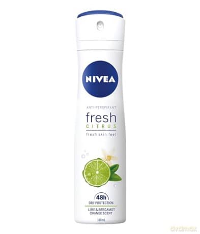 Nivea Deo Spray 150ml Fresh Citrus Reliable Anti-perspirant Care, Ethyl Alcohol Free, for 48h of Protection, a Gentle Formula, Instant Freshness, and Dermatologically Approved (Pack of 6)