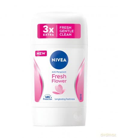 NIVEA Extra Fresh Gentle Deodorant Stick Women FRESH FLOWER Reliable 48h Sweat Protection With Floral Scents Formula Without Ethyl Alcohol Pack Of 2, 2x50ml