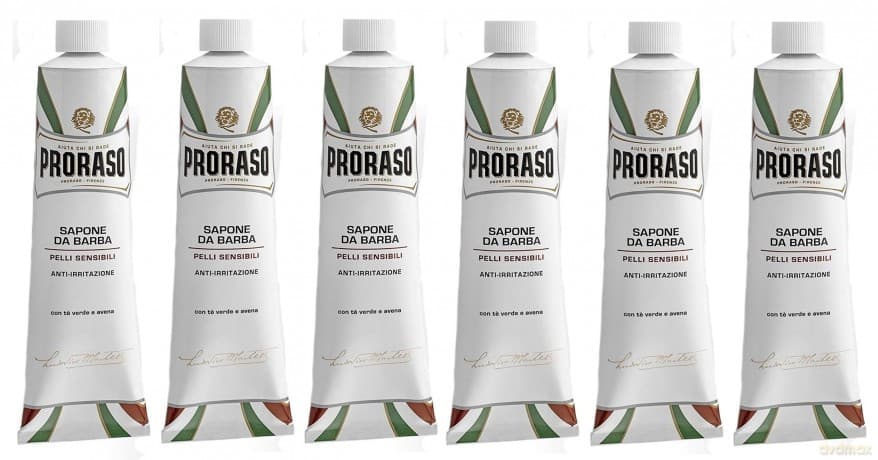 Proraso 6 er Pack Proraso White Rasiercreme Sensitive Tube 150 ml