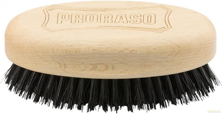 Proraso Military Beard Brush, Bartbürste für Männer zum Entwirren und Stylen von Haaren und Bart, Bartpflege-Bürste mit Holzgriff, Made in Italy