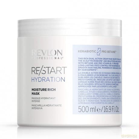 RE/START Hydration Moisture Rich Mask, 500 ml, feuchtigkeitsspendende Haarmaske für trockenes Haar, Maske für lang anhaltende & reichhaltige Pflege, regenerierende Haarkur gegen Frizz
