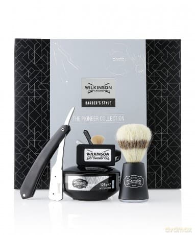 WILKINSON SWORD Barber's Style - The Pioneer Collection (Rasiermesser, 5 x Doppeklingen. Rasierpinsel, Rasierseife)