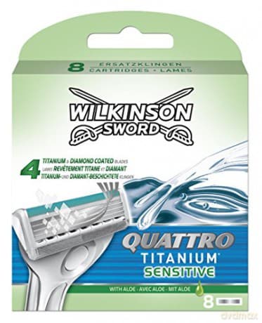 Wilkinson Sword Quattro Titanium Sensitive Rasierklingen für Herren Rasierer, 8 St