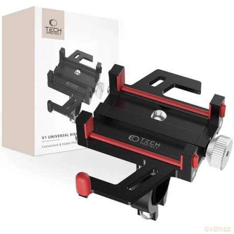 Uchwyt Tech-Protect V1 rowerowy uniwersalny na smartfon - czarno-czerwony
