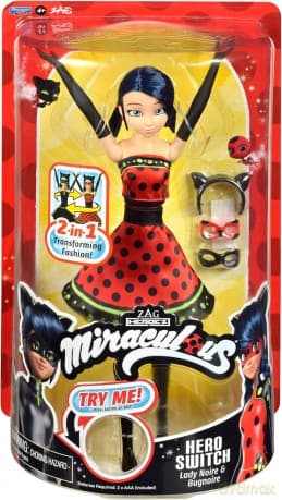 MIRACULOUS: BIEDRONKA I CZARNY KOT Lalka Switch Ladybug, lalka