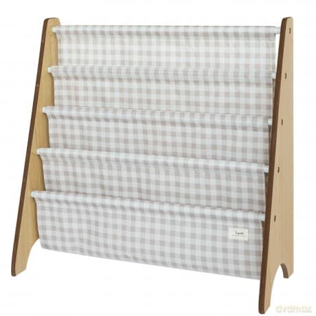 3 Sprouts Stojak na Książki Recycled Gingham Beige