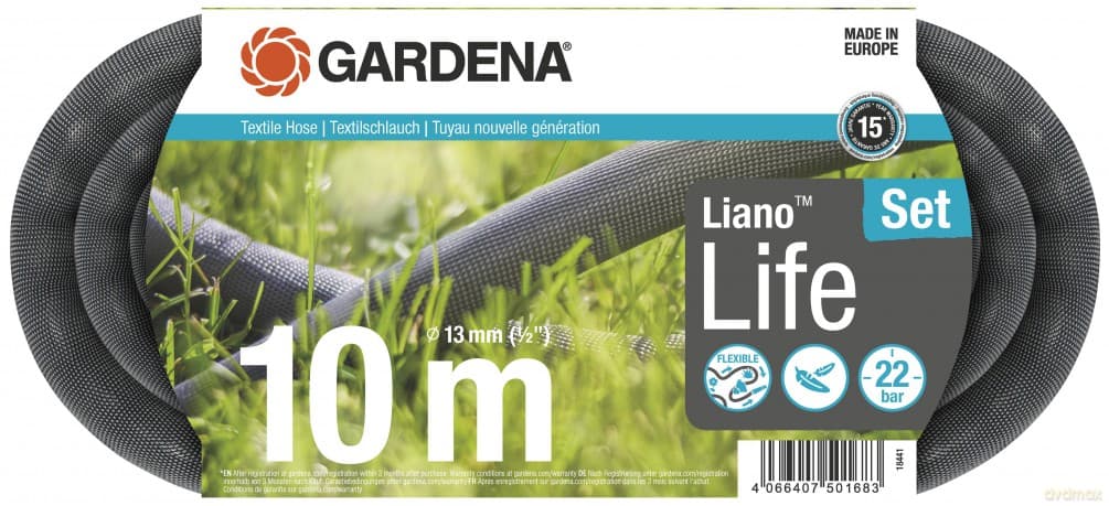 Gardena - GARDENA Textile Hose Lianoâ˘ Life 13 mm (1/2), 10 m Set - 10 m