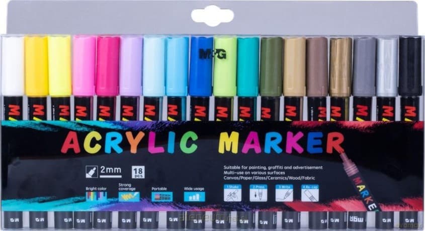 Marker akrylowe 18 kolorów