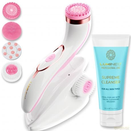 LUMINEO Brush PRO różowy 4 końcówki + żel do twarzy