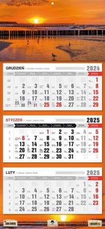 Kalendarz 2025 Trójdzielny płaska główka Ustka