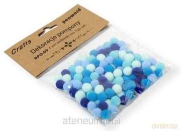 Dekoracje pompony 1cm mix niebieski 120szt