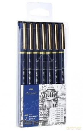 Cienkopis kreślarski 7szt różne grubości