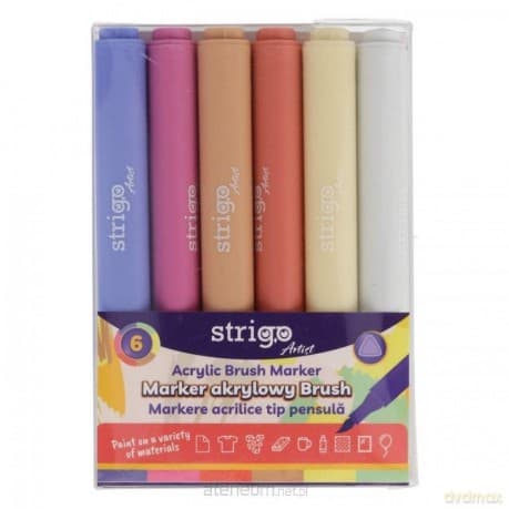 Marker akrylowy z końcówką Brush 6kol
