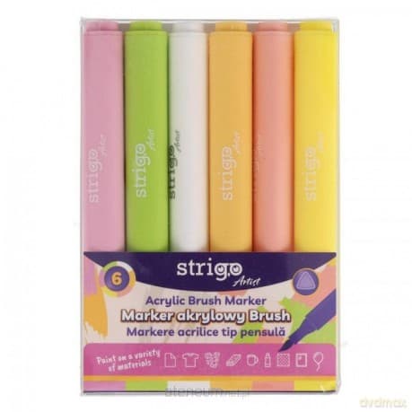 Marker akrylowy z końcówką Brush 6kol