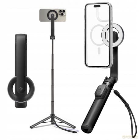 Selfie stick Spigen S571W MagSafe Bluetooth z tripodem - czarny