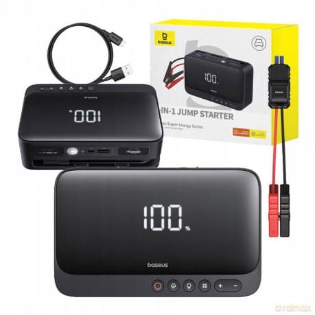 Jump starter Baseus Super Energy BS-CH013 4w1 600A z latarką / powerbankiem 6000mAh / kompresorem - czarny