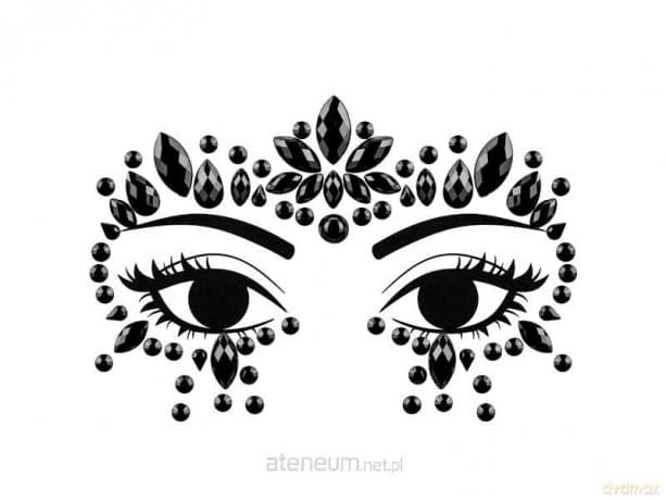 Dekoracja na twarz Kryształki czarne 15x9cm