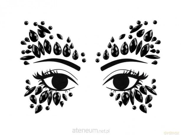 Dekoracja na twarz Kryształki czarne 15x9cm