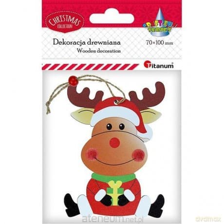 Zawieszka drewniana renifer siedzący 72x98mm